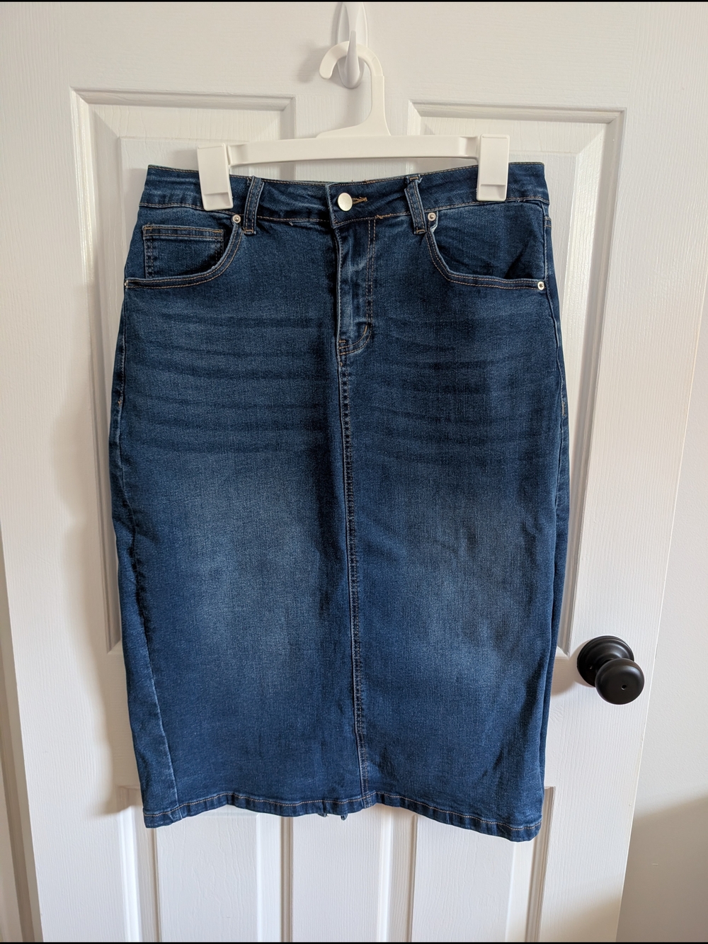 Y2K Guanyy Women's Classic Dark Blue Denim Pencil Skirt Size Large